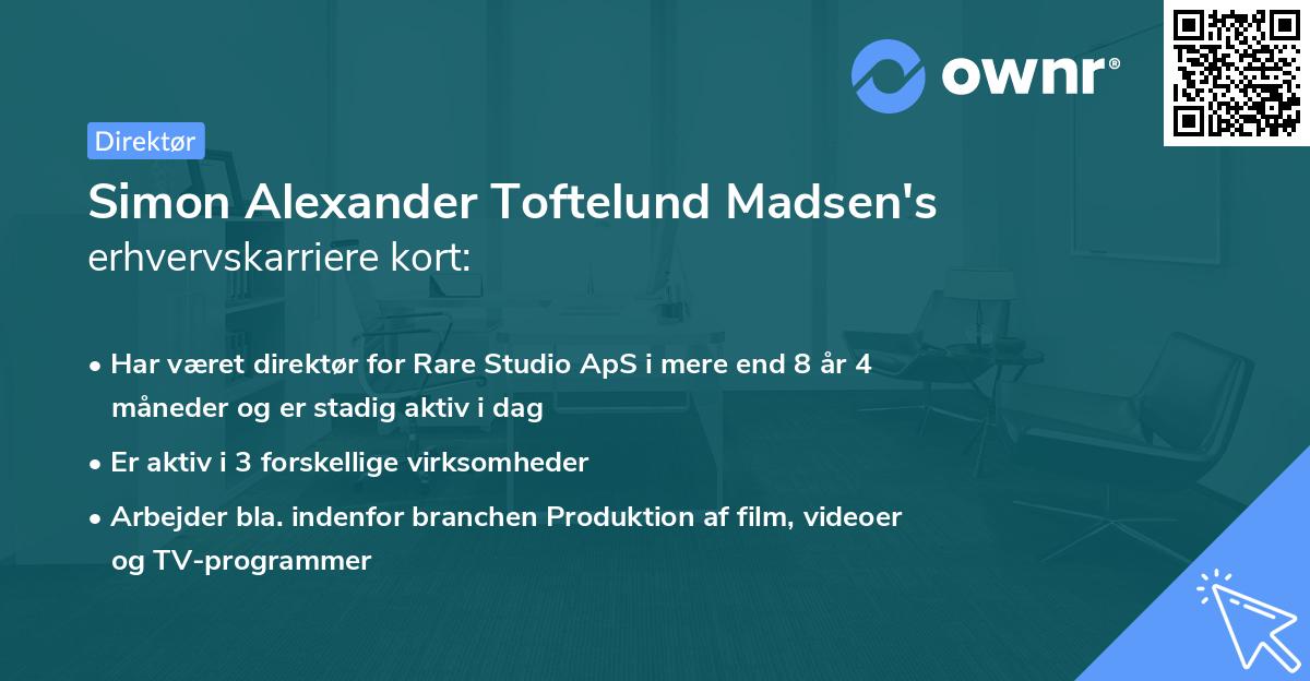 Simon Alexander Toftelund Madsen's erhvervskarriere kort