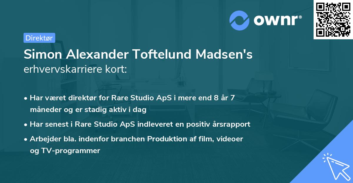 Simon Alexander Toftelund Madsen's erhvervskarriere kort