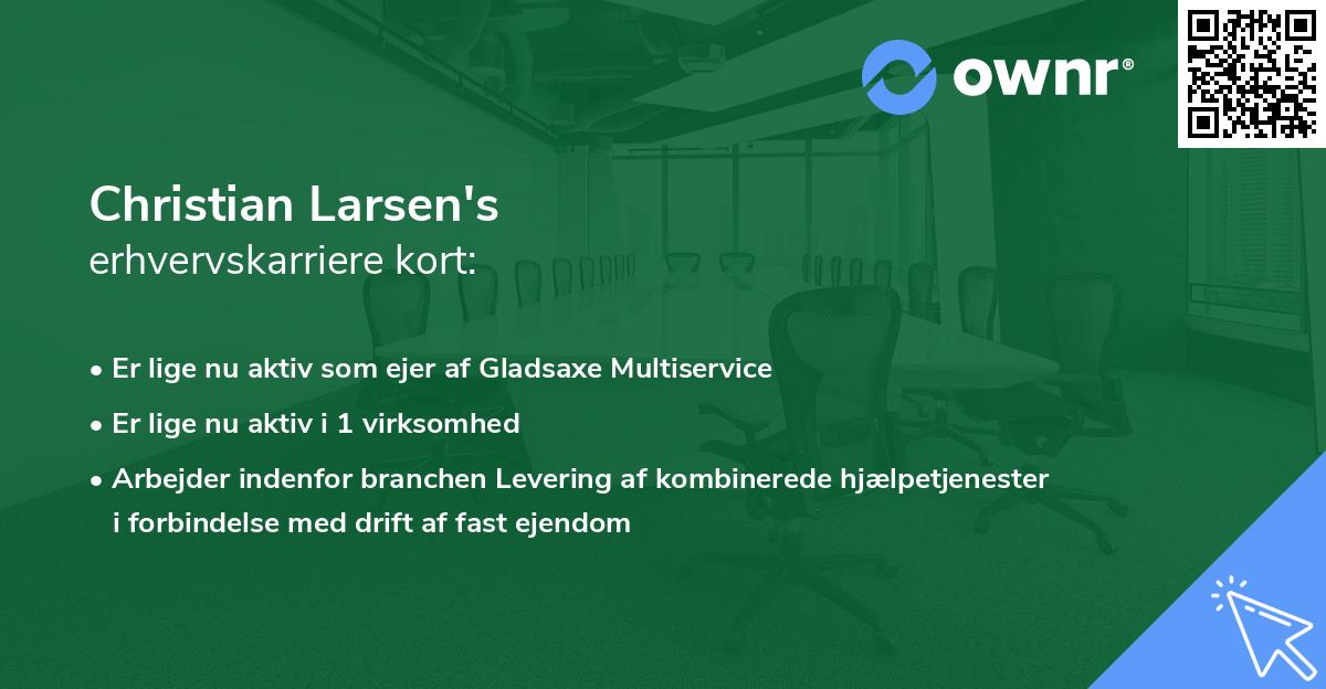 Christian Larsen's erhvervskarriere kort