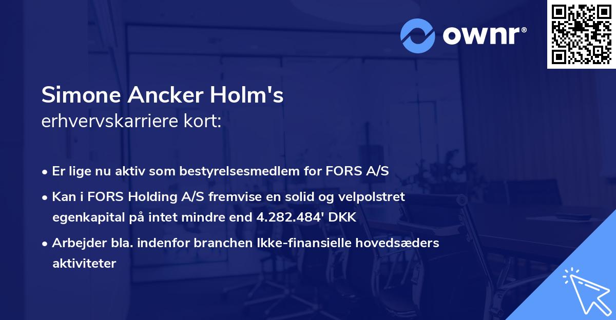 Simone Ancker Holm's erhvervskarriere kort