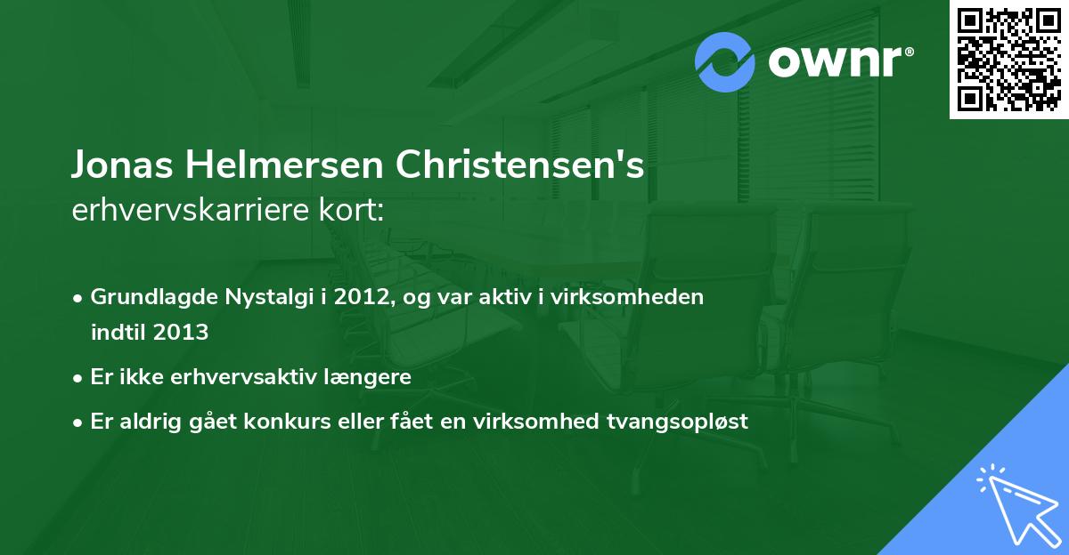 Jonas Helmersen Christensen's erhvervskarriere kort