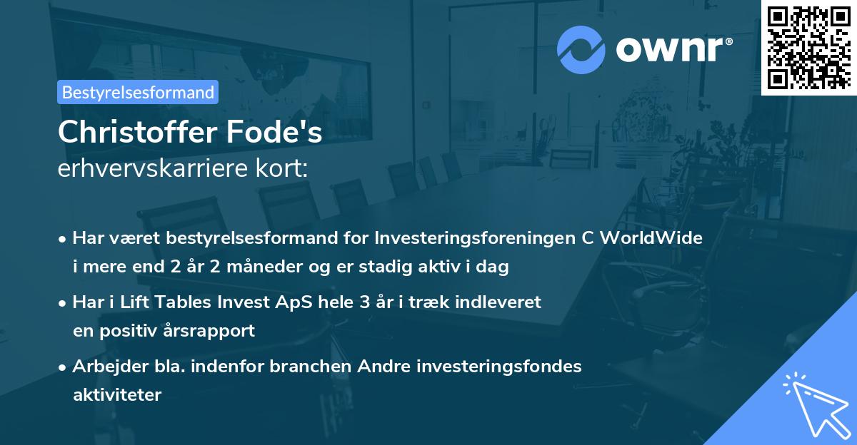 Christoffer Fode's erhvervskarriere kort