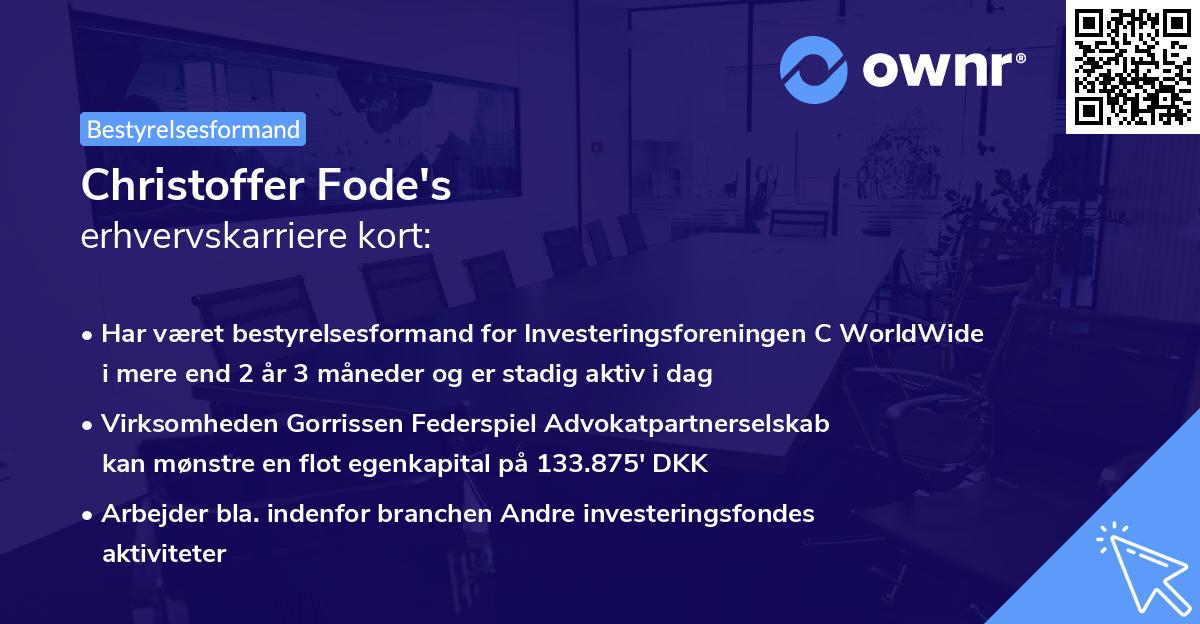 Christoffer Fode's erhvervskarriere kort