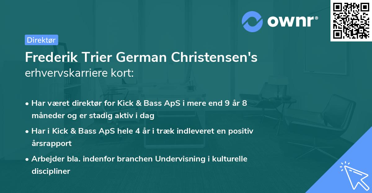 Frederik Trier German Christensen's erhvervskarriere kort