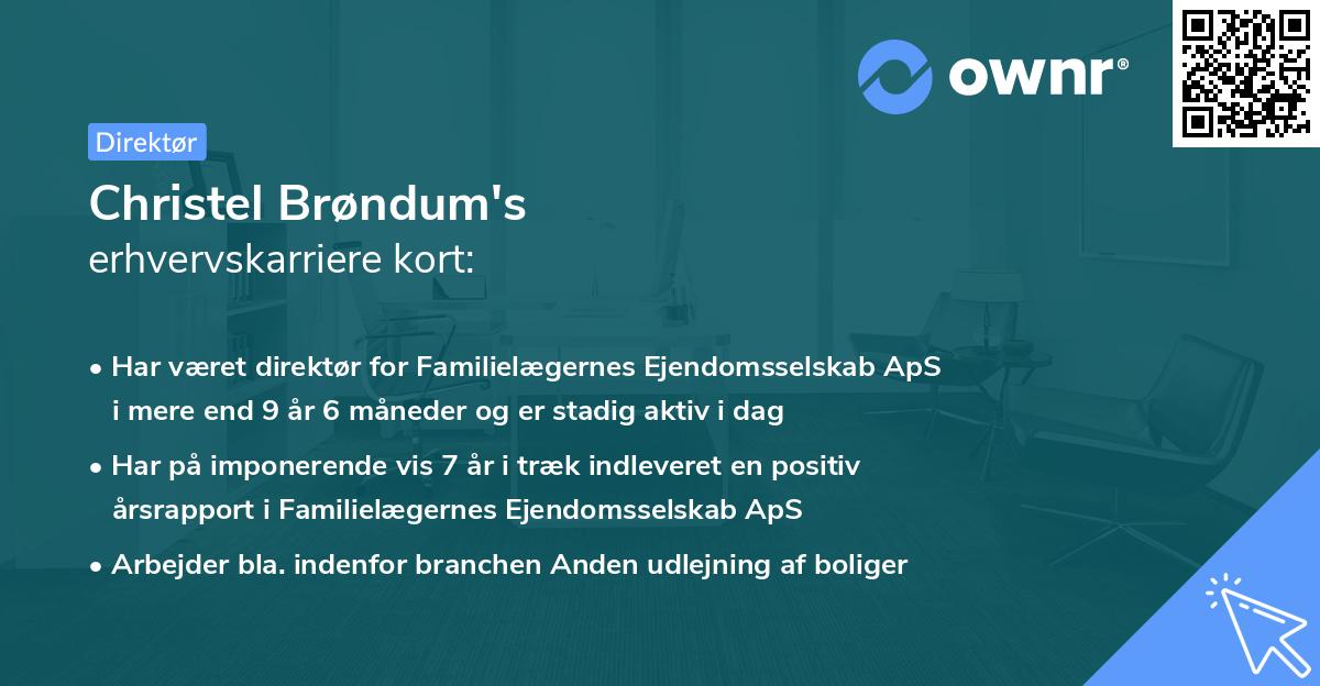 Christel Brøndum's erhvervskarriere kort