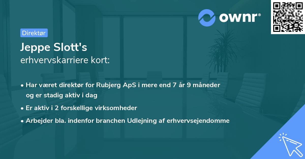 Jeppe Slott's erhvervskarriere kort