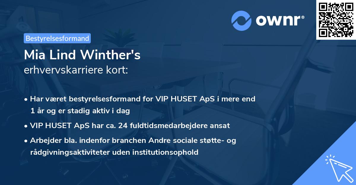 Mia Lind Winther's erhvervskarriere kort