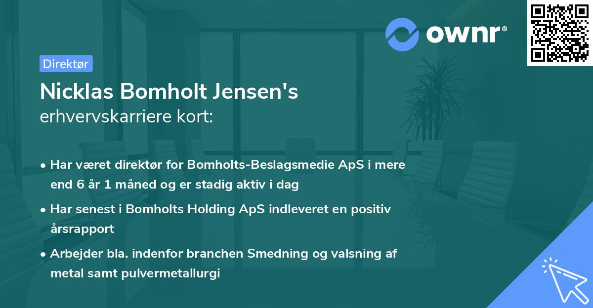 Nicklas Bomholt Jensen's erhvervskarriere kort