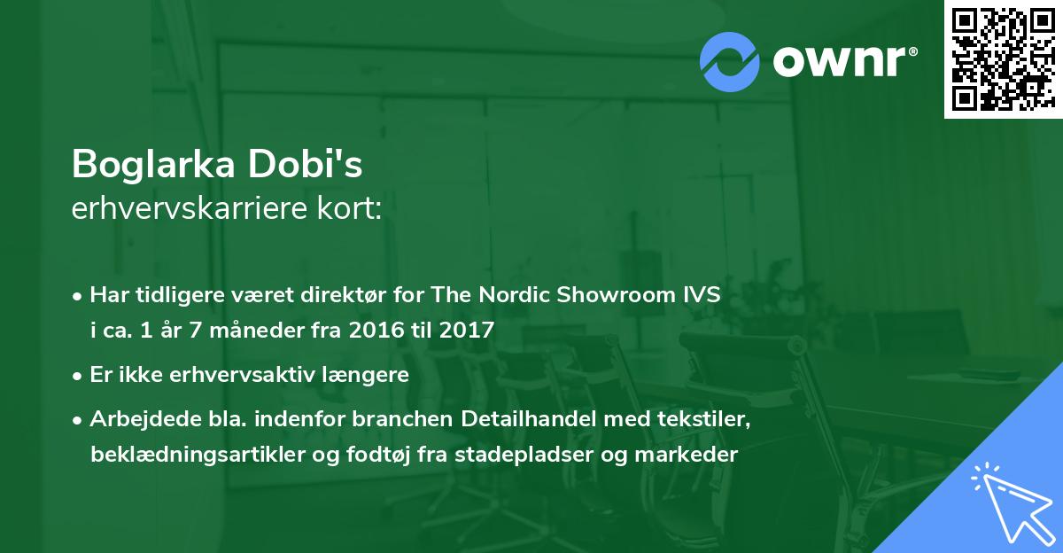 Boglarka Dobi's erhvervskarriere kort