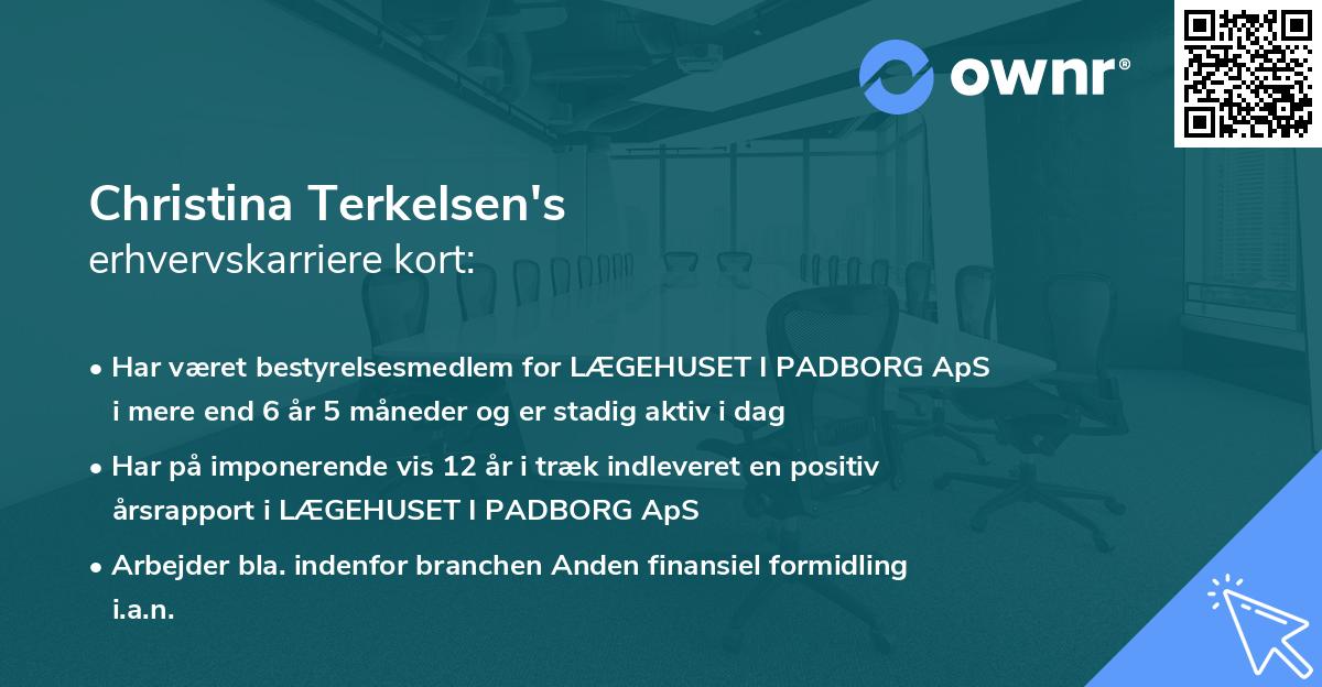 Christina Terkelsen's erhvervskarriere kort