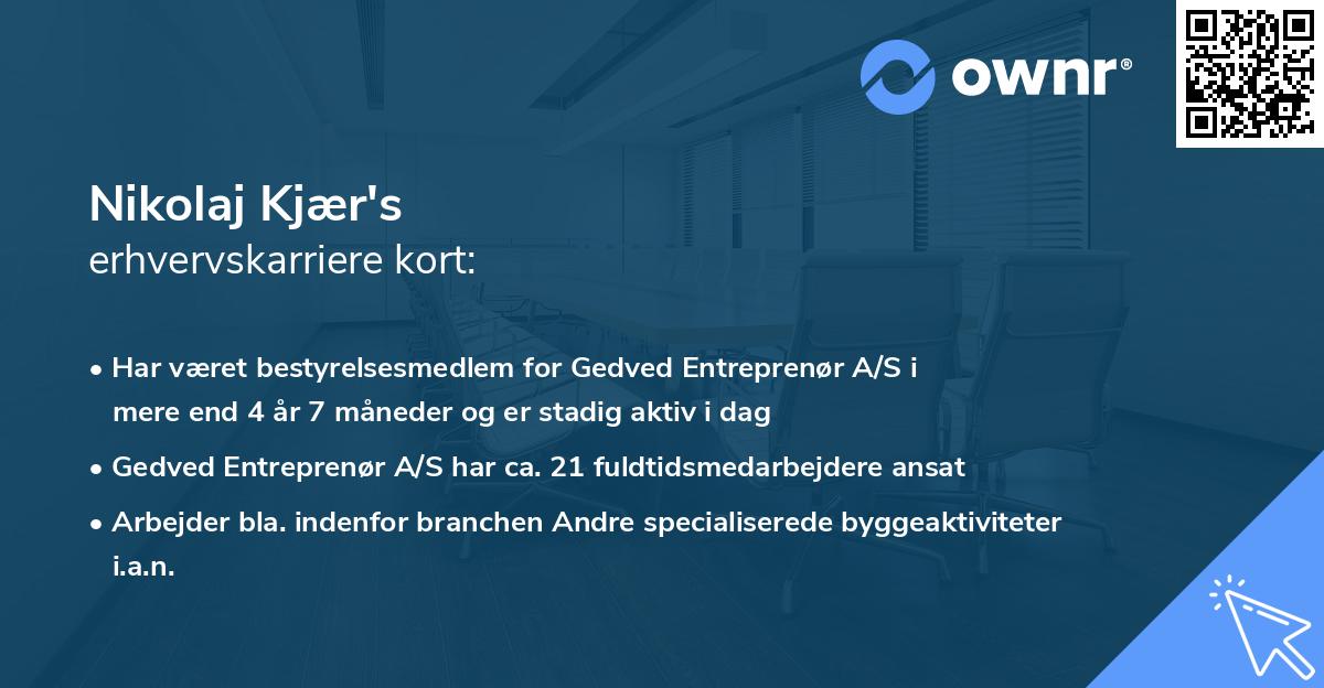 Nikolaj Kjær's erhvervskarriere kort