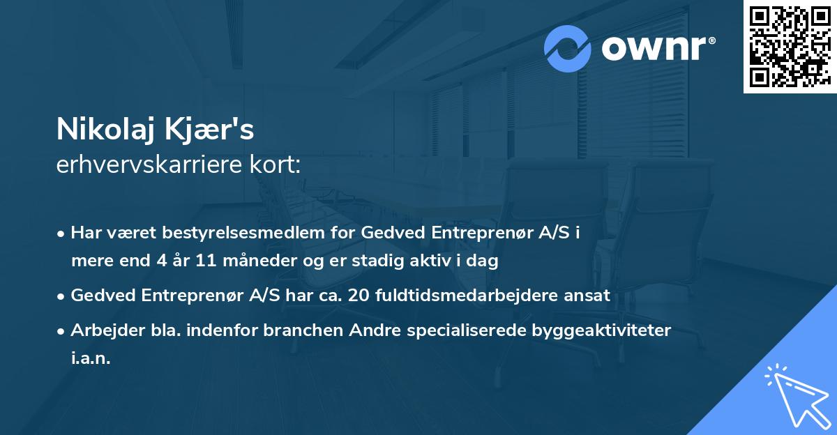 Nikolaj Kjær's erhvervskarriere kort