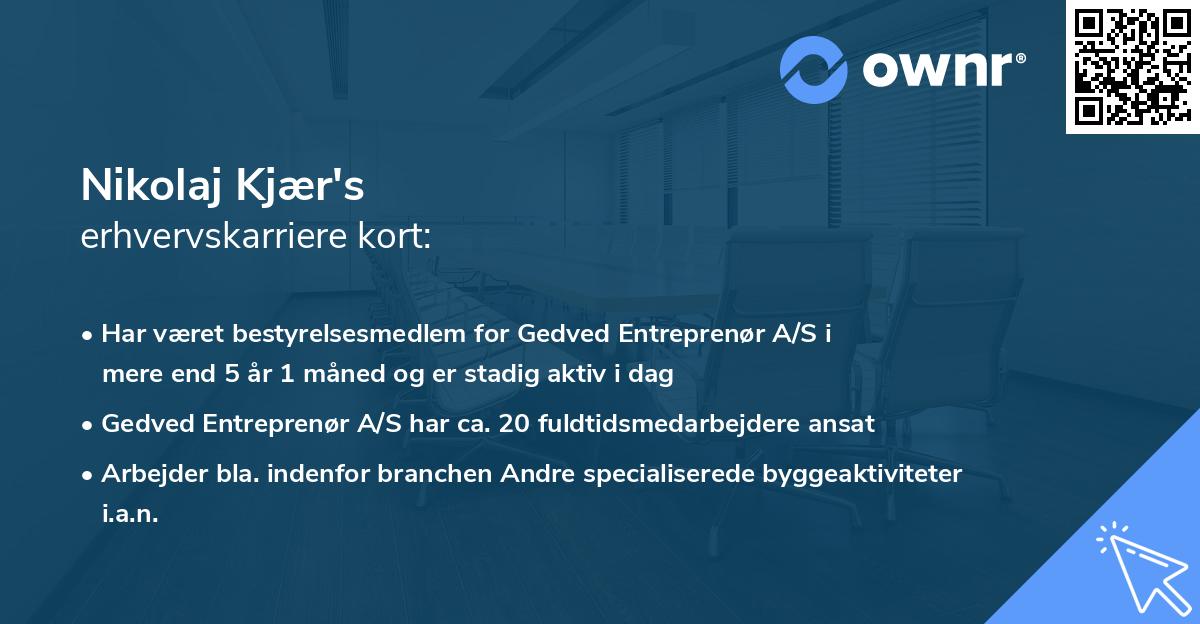 Nikolaj Kjær's erhvervskarriere kort