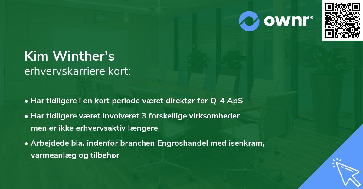 Kim Winther's erhvervskarriere kort