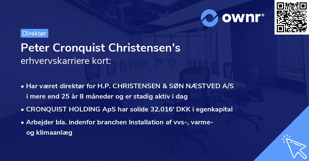 Peter Cronquist Christensen's erhvervskarriere kort