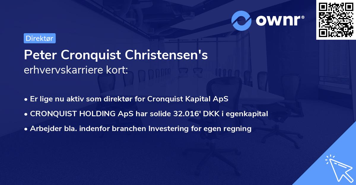 Peter Cronquist Christensen's erhvervskarriere kort