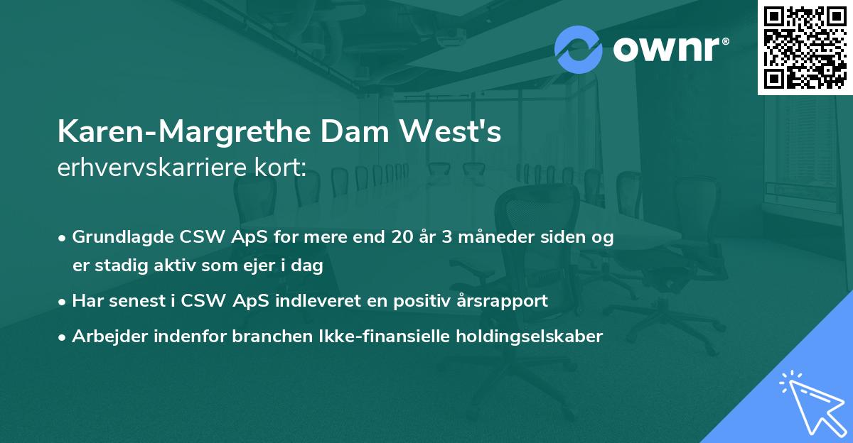 Karen-Margrethe Dam West's erhvervskarriere kort