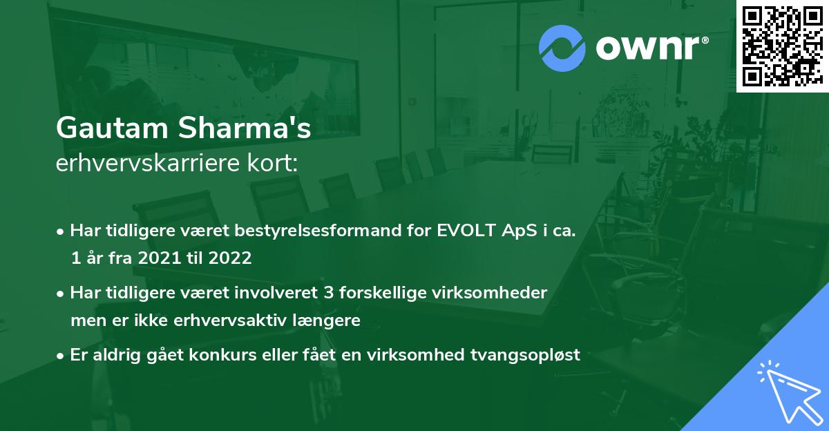 Gautam Sharma's erhvervskarriere kort