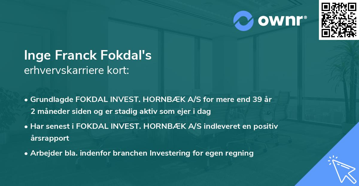 Inge Franck Fokdal's erhvervskarriere kort
