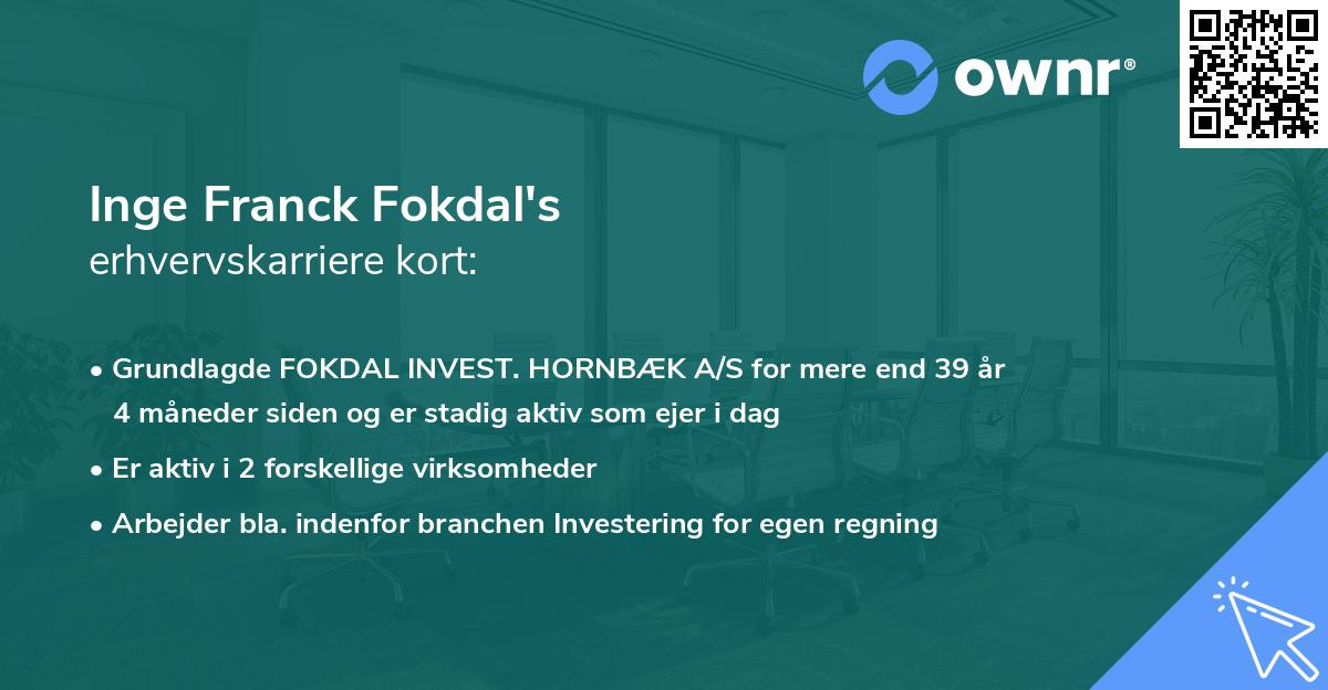 Inge Franck Fokdal's erhvervskarriere kort