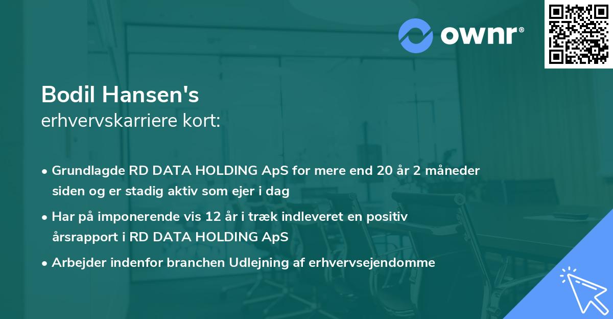 Bodil Hansen's erhvervskarriere kort
