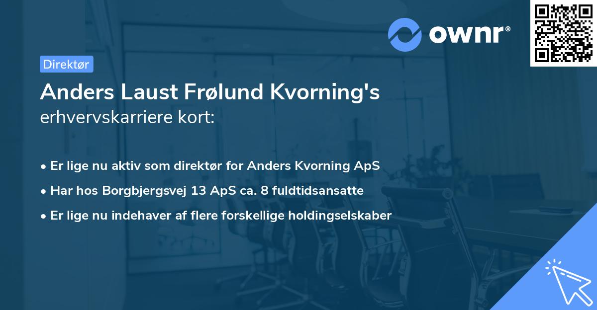 Anders Laust Frølund Kvorning's erhvervskarriere kort