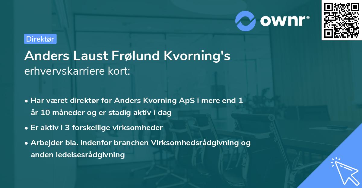Anders Laust Frølund Kvorning's erhvervskarriere kort