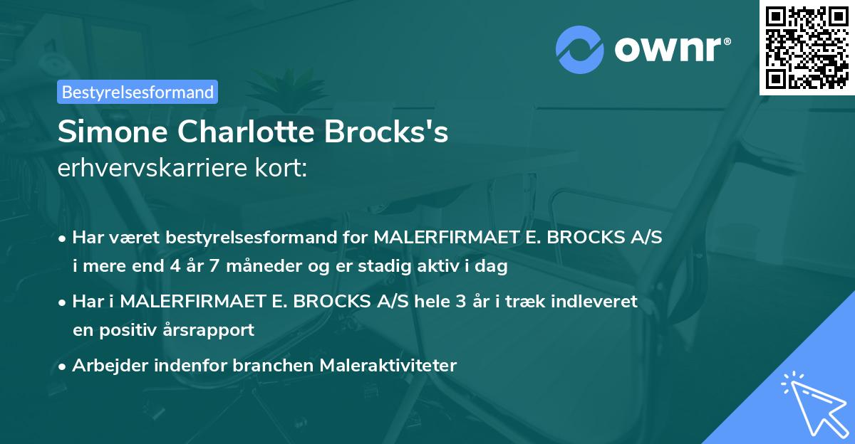Simone Charlotte Brocks's erhvervskarriere kort