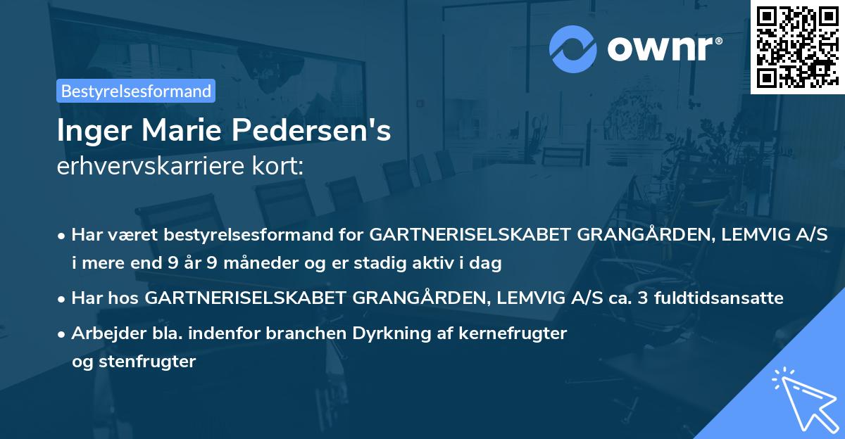 Inger Marie Pedersen's erhvervskarriere kort