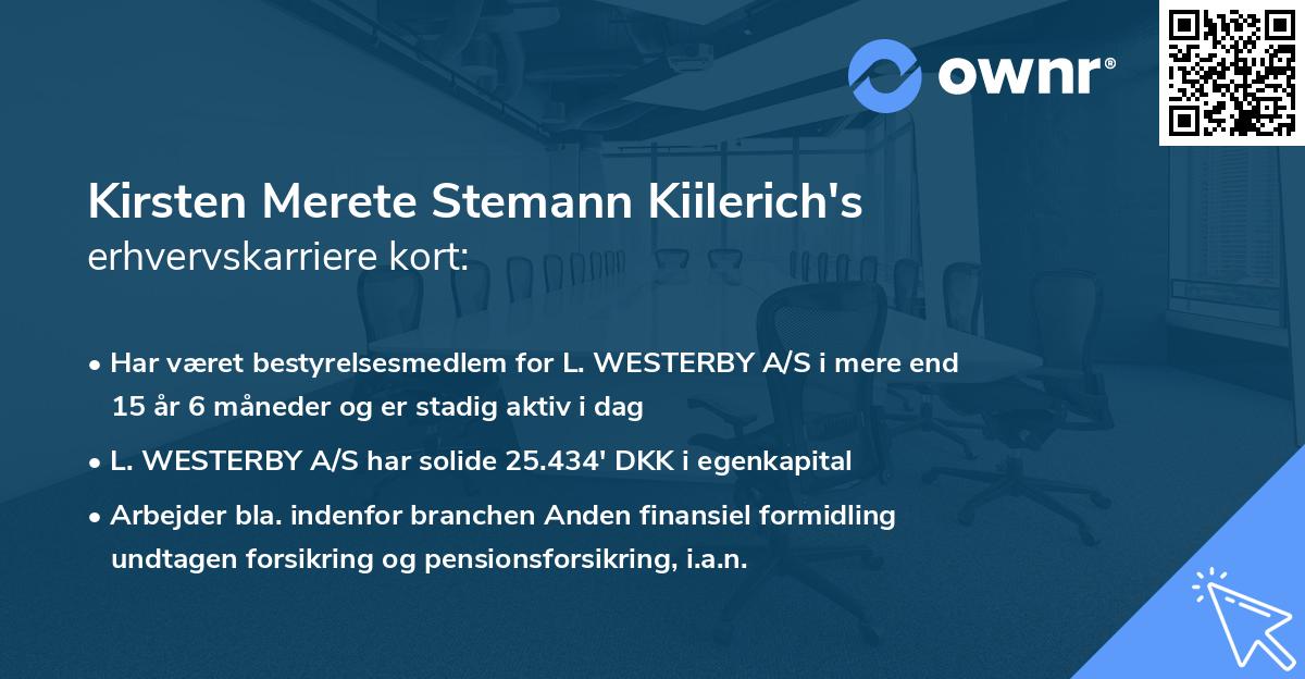 Kirsten Merete Stemann Kiilerich's erhvervskarriere kort