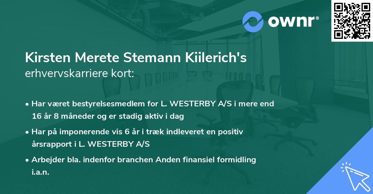Kirsten Merete Stemann Kiilerich's erhvervskarriere kort