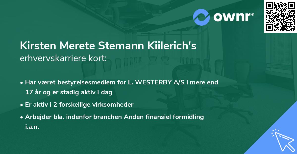 Kirsten Merete Stemann Kiilerich's erhvervskarriere kort