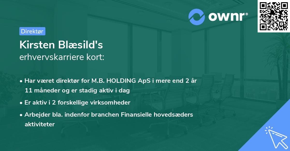Kirsten Blæsild's erhvervskarriere kort