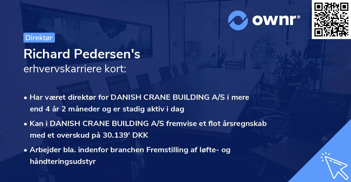 Richard Pedersen's erhvervskarriere kort