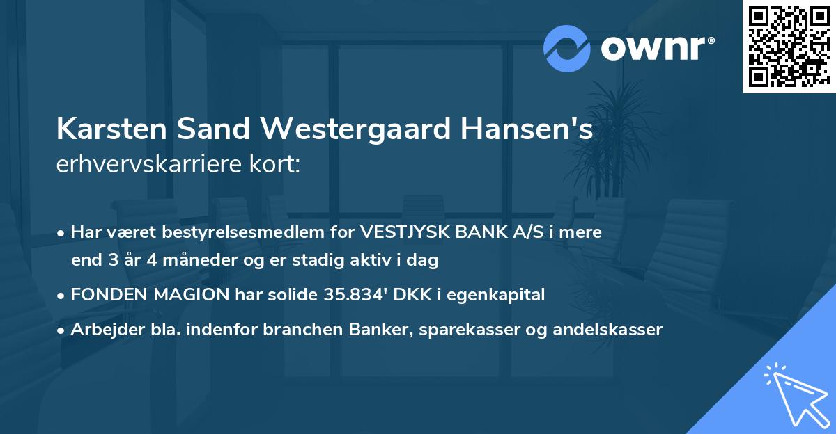 Karsten Sand Westergaard Hansen's erhvervskarriere kort