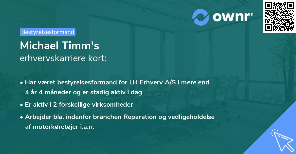 Michael Timm's erhvervskarriere kort