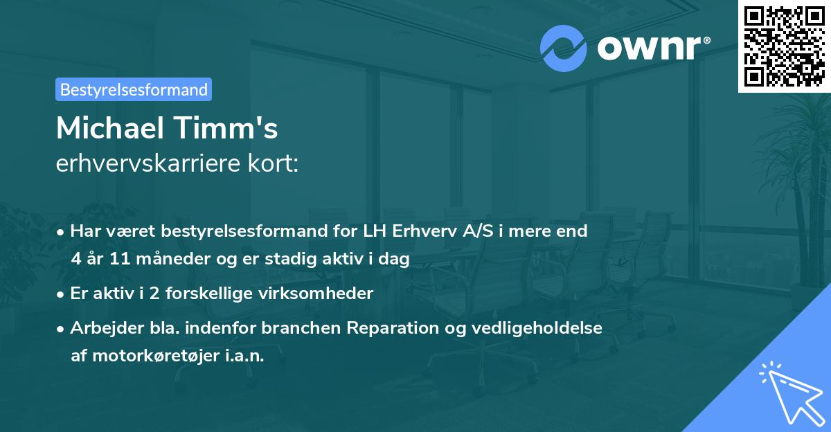 Michael Timm's erhvervskarriere kort