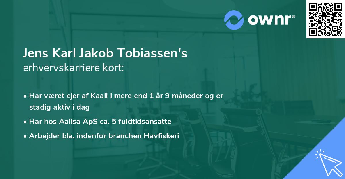 Jens Karl Jakob Tobiassen's erhvervskarriere kort
