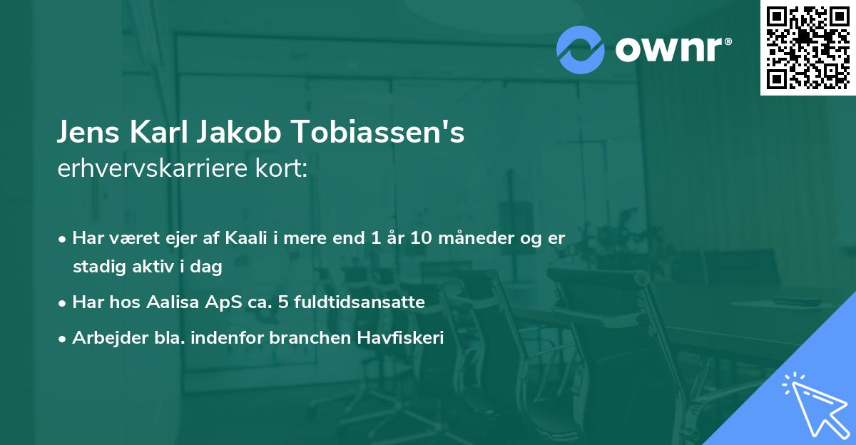 Jens Karl Jakob Tobiassen's erhvervskarriere kort