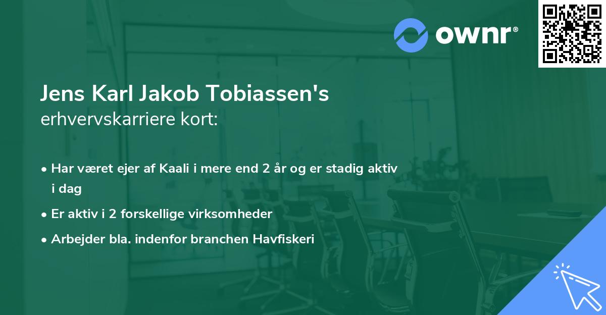 Jens Karl Jakob Tobiassen's erhvervskarriere kort