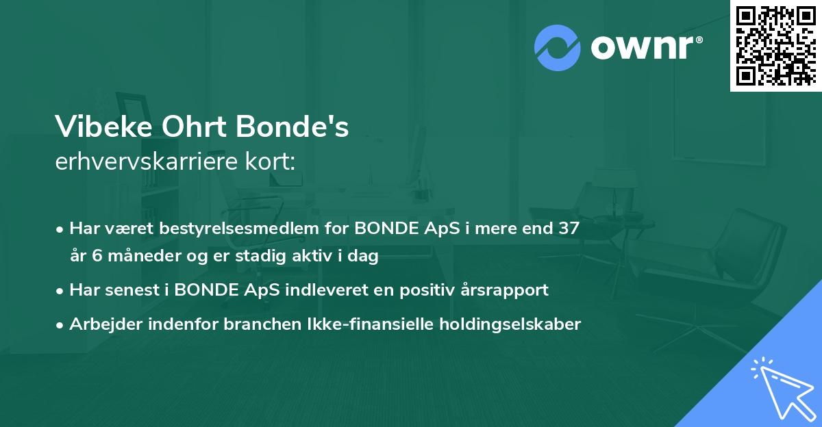 Vibeke Ohrt Bonde's erhvervskarriere kort