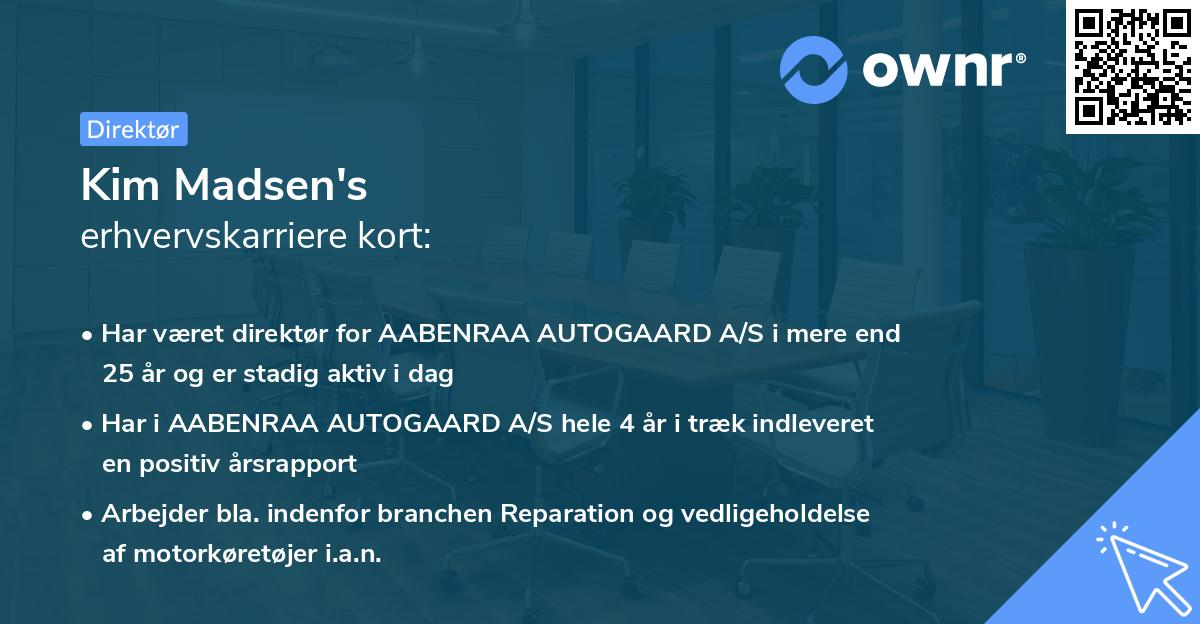 Kim Madsen's erhvervskarriere kort