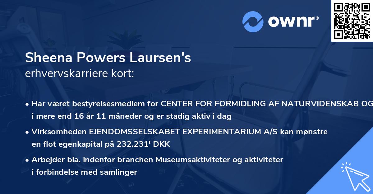 Sheena Powers Laursen's erhvervskarriere kort