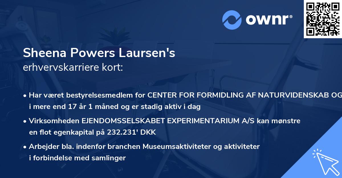 Sheena Powers Laursen's erhvervskarriere kort
