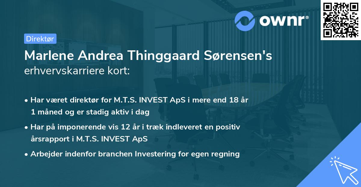 Marlene Andrea Thinggaard Sørensen's erhvervskarriere kort
