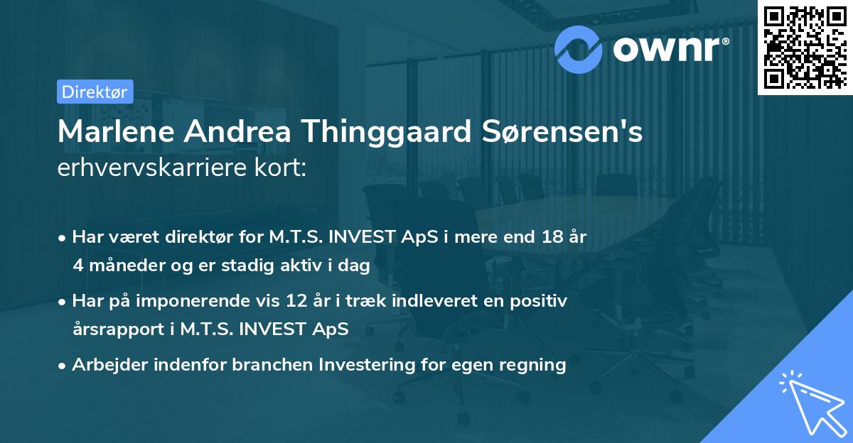 Marlene Andrea Thinggaard Sørensen's erhvervskarriere kort