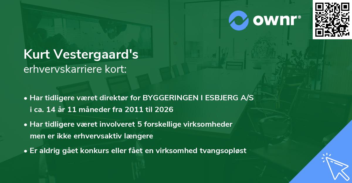 Kurt Vestergaard's erhvervskarriere kort