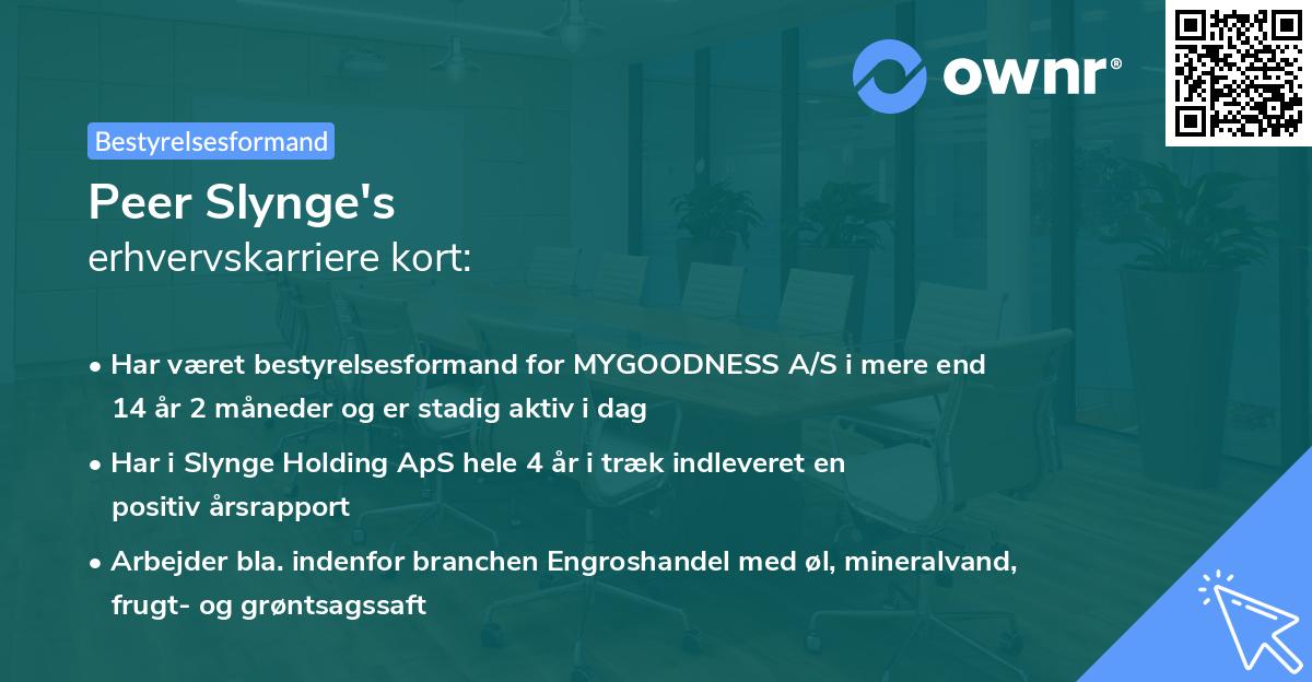 Peer Slynge's erhvervskarriere kort