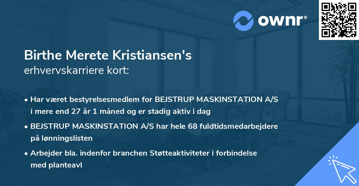 Birthe Merete Kristiansen's erhvervskarriere kort