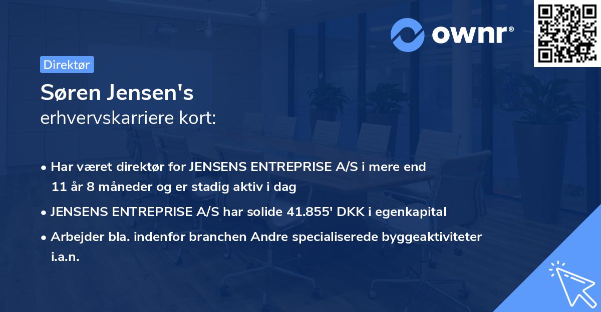 Søren Jensen's erhvervskarriere kort
